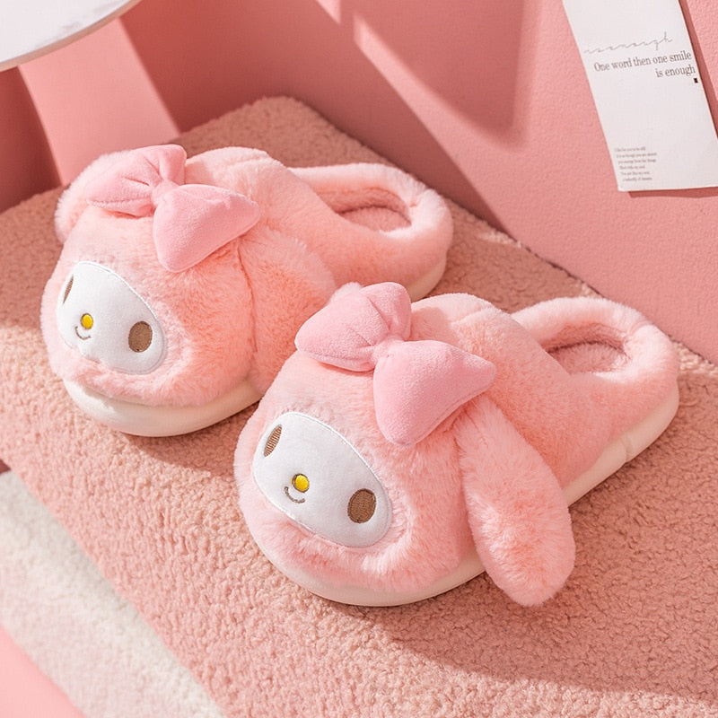 My Melody Winter Kawaii Slippers Lovely Cotton Shoes Home Shoes Anime Warm Indoor Shoes For Winter Kids Worm Gift