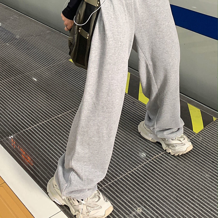 Pants Women Workout High Street Loose Ladies Leisure Elastic Waist Wide Leg Japanese Style Unisex Harajuku Trousers All-match