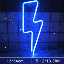 Load image into Gallery viewer, LED Home Neon Lightning Shaped Sign Neon Fulmination Light USB Decorative Light Wall Decor for Kids Baby Room Wedding Party custom design handmade
