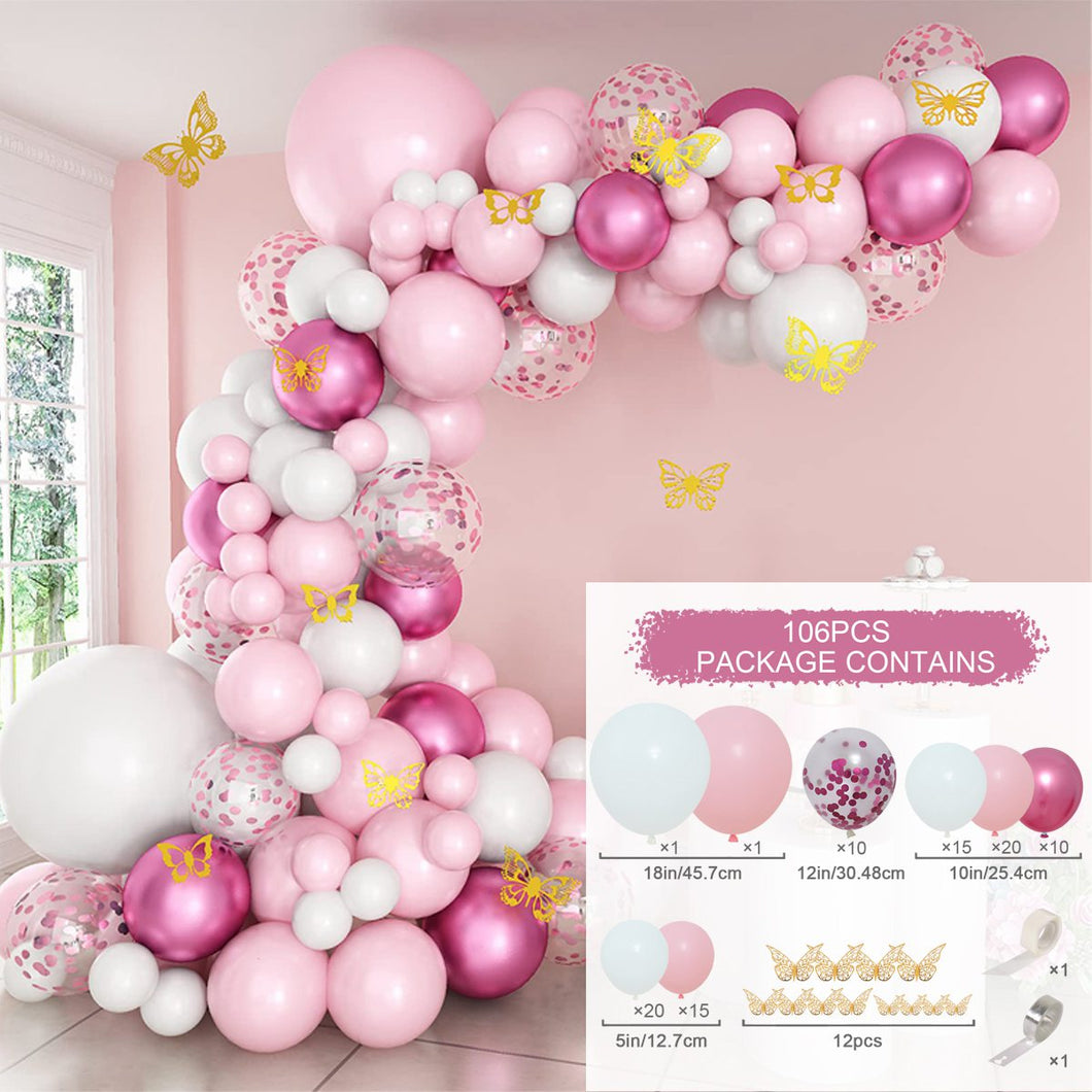 Macaron Pink Balloon Garland Arch Kit Rose Red Confetti Latex Air Balloons Baby Shower Girl Birthday Party Wedding Decorations business supplies