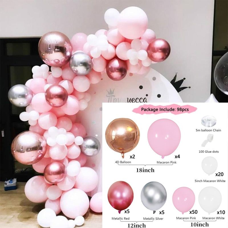 Baby Shower Decorations Garland White Pink Blue Gold Balloon Arch Kit Wedding Birthday Boy Or Girl Gender Reveal Party Balloon