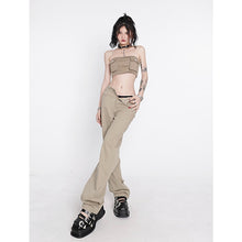Load image into Gallery viewer, Women&#39;s Khaki Wide Leg Jeans Star Pocket Vintage Straight Pants High Waist Baggy Streetwear Casual Brown Denim Trouser Ladies
