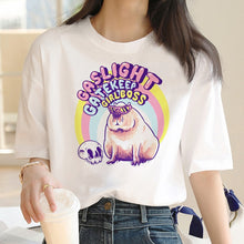 Load image into Gallery viewer, Capybara T Shirt Kawaii Streetwear Funny Tshirt Top Tees for Clothing T-shirt Cartoon custom handmade PRINT design Okay I pull Up
