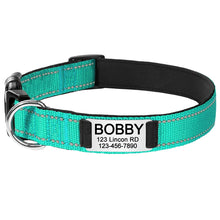 Load image into Gallery viewer, Adjustable Reflective Nylon Dog Collars Custom Engraved Name ID Tag Personalized Luminous Puppy Gleamy Large Unisex Dog Collar
