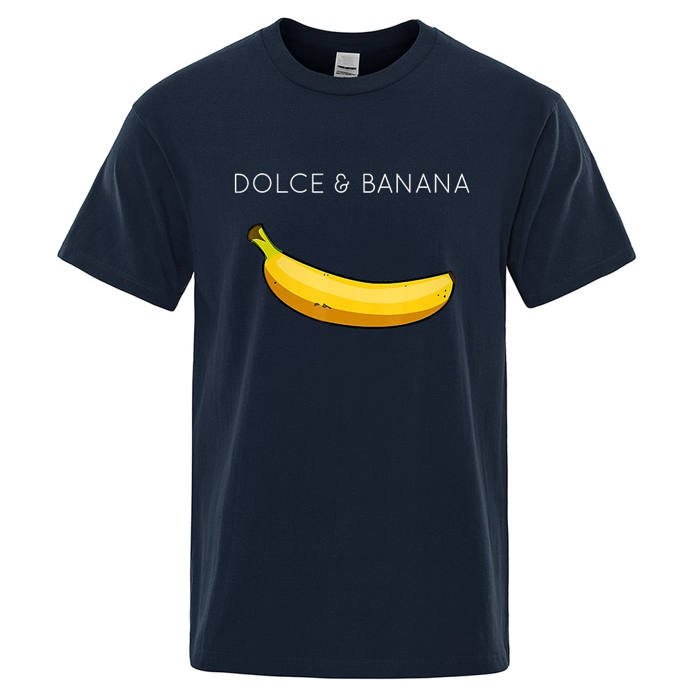 Dolce & Banana Fashion Print Men T-shirts Casual Breathable Tops Oversized Cotton Tshirt Male Short Sleeve Tees custom prints