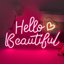Load image into Gallery viewer, 42X26cm LED Light Made Neon Sign Hello Beautiful Bedroom House Wedding Bar Party Festival Room Wall Decor salon Day Gift custom design custom made
