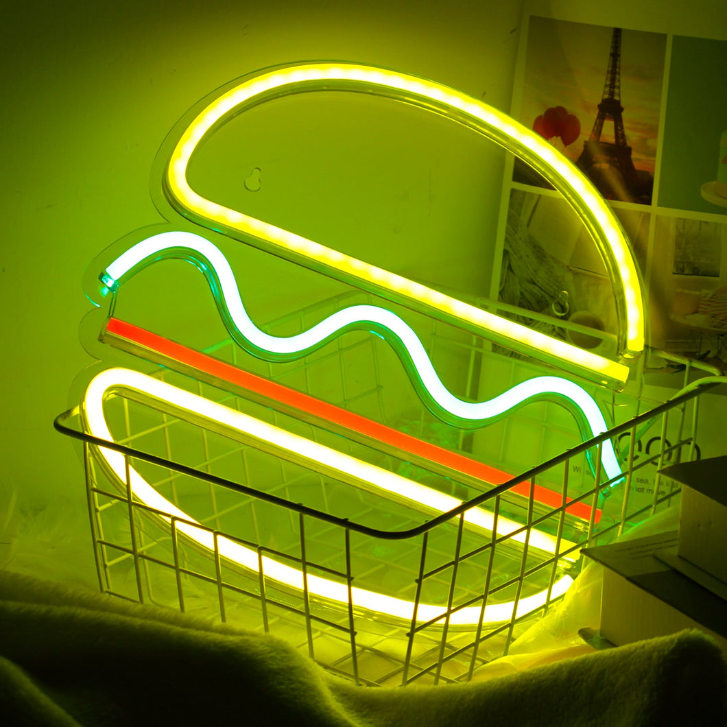 Burger shop Neon Light Coffee Cup Luminous LED Sign Party restaurant Shop Birthday Room Mural Personality Art Wall Decoration custom design handmade