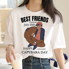 Load image into Gallery viewer, Capybara T Shirt Kawaii Streetwear Funny Tshirt Top Tees for Clothing T-shirt Cartoon custom handmade PRINT design Okay I pull Up
