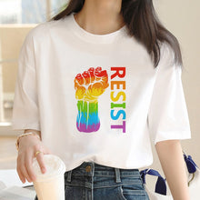 Load image into Gallery viewer, LGBT lesbian gay flag pride trans transgender pansexual  bisexual t-shirt women custom print design respect
