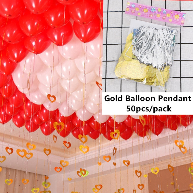 Gold Heart Balloon Pendant  Decoration for Valentine anniversary Birthday Wedding Party Kit Clip Ballons Accessories baloon