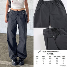 Load image into Gallery viewer, Drawstring Baggy Y2K Cargo Pants Women Low Waist Sweatpant Trousers Vintage Street Pockets Wide Leg Joggers Pant
