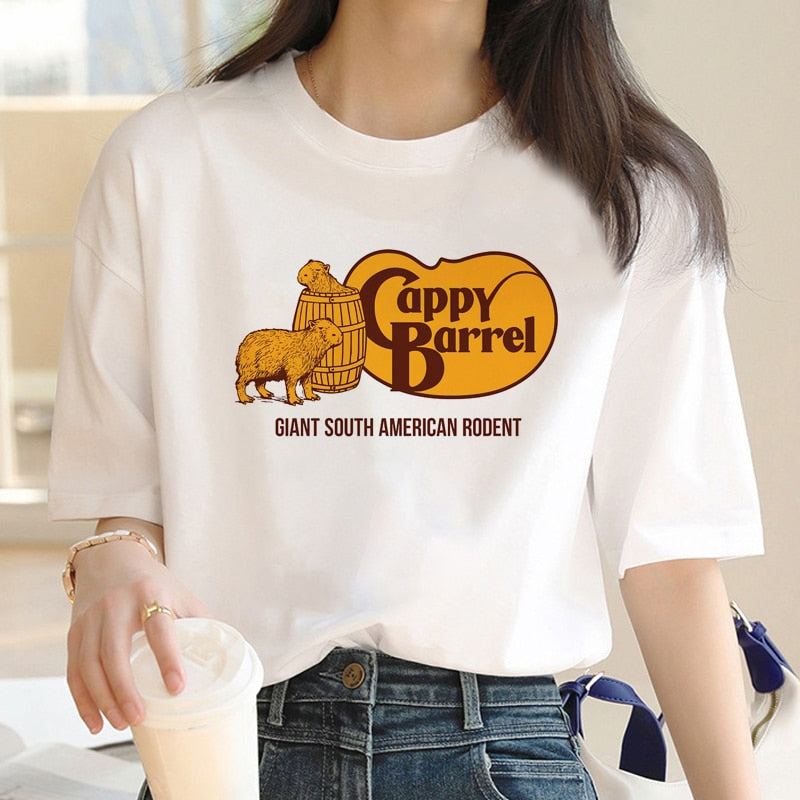 Capybara T Shirt Kawaii Streetwear Funny Tshirt Top Tees for Clothing T-shirt  custom handmade PRINT design Okay I pull Up