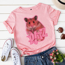 Load image into Gallery viewer, Brat Ratz Mouse hamster Woman Kawaii rat meme Tshirts Short Sleeve Top Tee Shirt Women T-shirt Custom handmade print design
