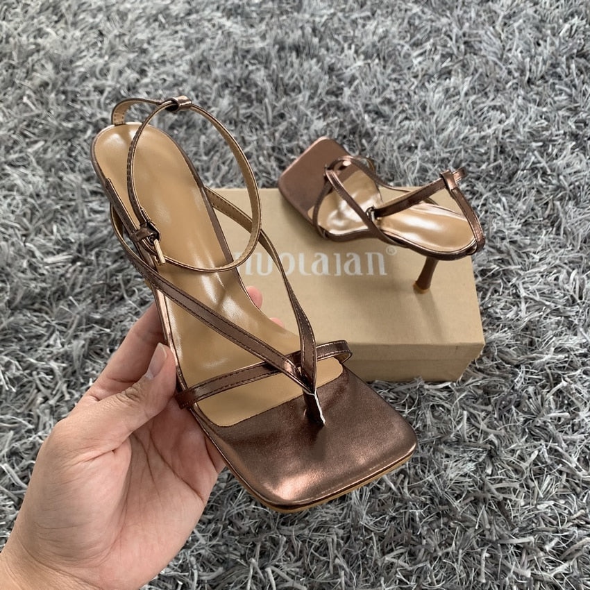 Ankle Strap Women Sandals Summer Fashion Brand Thin High Heels Gladiator Sandal Shoes Narrow Band Party Dress Pump Shoes