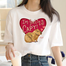 Load image into Gallery viewer, Capybara T Shirt Kawaii Streetwear Funny Tshirt Top Tees for Clothing T-shirt Cartoon custom handmade PRINT design Okay I pull Up
