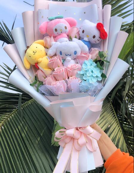 kawaii  Plush Doll Toy Kawaii  Flower Bouquet Gift  Birthday Graduation Gifts