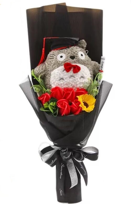 Cute Anime Plush Toy Stuffed Animal Cartoon Flower Bouquet Creative Gift For Graduation/Birthday/Valentine's Day Roses