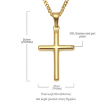 Load image into Gallery viewer, Gold Color Stainless Steel Cross pendant necklaces Men Hiphop/Rock fashion necklace male  jewelry gifts custom handmade design
