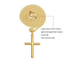 Load image into Gallery viewer, Gold Color Stainless Steel Cross pendant necklaces Men Hiphop/Rock fashion necklace male  jewelry gifts custom handmade design
