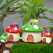 Load image into Gallery viewer, Cute 3 Sizes DIY Resin Fairy Garden Craft Decoration Miniature Micro Gnome Terrarium Mediterranean House Mushroom Castle Gift
