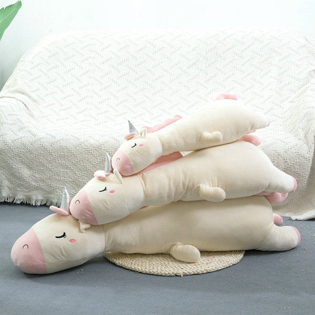 Giant Soft toy unicorn Stuffed Silver Horn Unicorn High Quality Sleeping Pillow Animal Bed Decor Cushion Throw Pillow