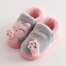 Load image into Gallery viewer, Children Indoor Slippers Winter Warm Shoes Kids Mum Dad Home Floor Slippers Cartoon Style Anti-slip Boys Girls Cotton Shoes FM01
