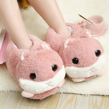 Load image into Gallery viewer, Hamster slipper pink brown gray Home Floor Soft animal Slippers Female slipper Girls Winter Warm Shoes cute warm

