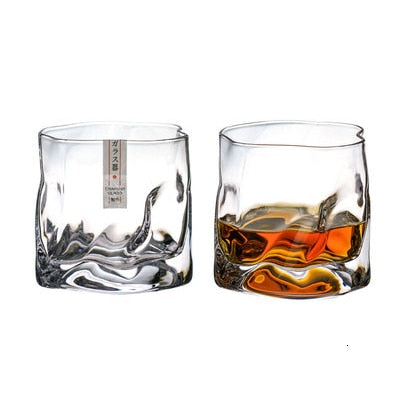 Japanese Edo Designer Crumple Paper Irregular Shape Crystal Faceted Der Whiskybecher Whiskey Whisky Rock Glass Artwork Wine Cup