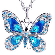 Load image into Gallery viewer, Butterfly Necklace jewelry Autumn accessories popular enamel crystal butterfly pendant long necklace chain women custom handmade
