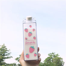 Load image into Gallery viewer, Milk Carton Water Bottle Party Favor Plastic Clear Fashion Strawberry Transparent Milk Box Juice Water Cup for Girls BPA Free
