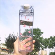 Load image into Gallery viewer, Milk Carton Water Bottle Party Favor Plastic Clear Fashion Strawberry Transparent Milk Box Juice Water Cup for Girls BPA Free
