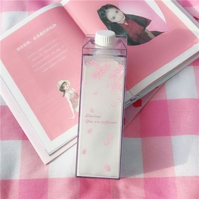 Milk Carton Water Bottle Party Favor Plastic Clear Fashion Strawberry Transparent Milk Box Juice Water Cup for Girls BPA Free
