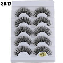 Load image into Gallery viewer, 5 Pairs 3D Faux Mink Hair False Eyelashes Wispies Fluffies Drama Eyelashes Natural Long Soft Handmade Cruelty-free Black Lashes
