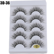 Load image into Gallery viewer, 5 Pairs 3D Faux Mink Hair False Eyelashes Wispies Fluffies Drama Eyelashes Natural Long Soft Handmade Cruelty-free Black Lashes
