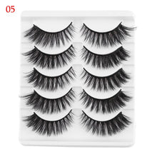 Load image into Gallery viewer, 5 Pairs 3D Faux Mink Hair False Eyelashes Wispies Fluffies Drama Eyelashes Natural Long Soft Handmade Cruelty-free Black Lashes
