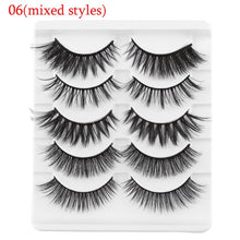 Load image into Gallery viewer, 5 Pairs 3D Faux Mink Hair False Eyelashes Wispies Fluffies Drama Eyelashes Natural Long Soft Handmade Cruelty-free Black Lashes
