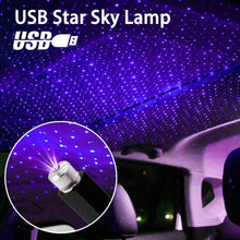 Load image into Gallery viewer, USB Car Roof Atmosphere Star Sky Lamp Home Decoration LED Projector Purple Night Light Adjustable Multiple Lighting Effects
