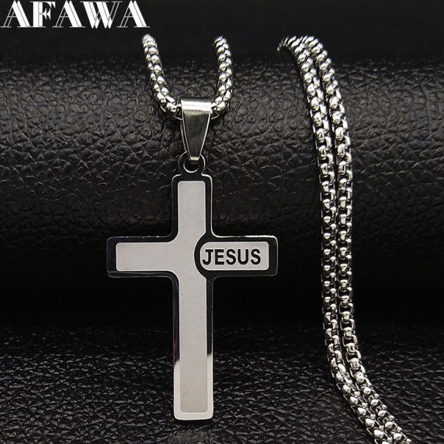 JESUS CROSS Stainless Steel Necklaces for Men Jewelry Chain Necklaces Jewelry custom handmade christ christian christianity
