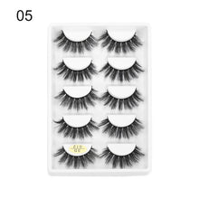 Load image into Gallery viewer, 5 Pairs 3D Faux Mink Hair False Eyelashes Wispies Fluffies Drama Eyelashes Natural Long Soft Handmade Cruelty-free Black Lashes
