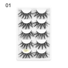 Load image into Gallery viewer, 5 Pairs 3D Faux Mink Hair False Eyelashes Wispies Fluffies Drama Eyelashes Natural Long Soft Handmade Cruelty-free Black Lashes
