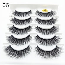 Load image into Gallery viewer, 5 Pairs 3D Faux Mink Hair False Eyelashes Wispies Fluffies Drama Eyelashes Natural Long Soft Handmade Cruelty-free Black Lashes
