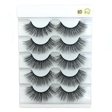 Load image into Gallery viewer, 5 Pairs 3D Faux Mink Hair False Eyelashes Wispies Fluffies Drama Eyelashes Natural Long Soft Handmade Cruelty-free Black Lashes
