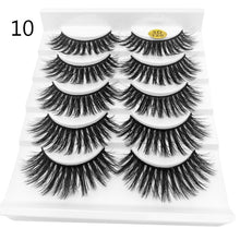 Load image into Gallery viewer, 5 Pairs 3D Faux Mink Hair False Eyelashes Wispies Fluffies Drama Eyelashes Natural Long Soft Handmade Cruelty-free Black Lashes
