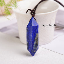 Load image into Gallery viewer, 1pc Natural crystal quartz double point pendant Crystal pillar Necklace Health energy healing stone for gift
