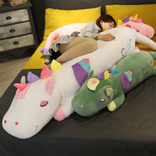 Load image into Gallery viewer, 60cm-150cm Giant Lying Sleeping Unicorn Plush Toy Big Cartoon Animals Unicornio Bed Pillow Stuffed Throw Pillow Cushion for Girl
