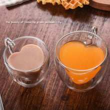 Load image into Gallery viewer, Drinking Glass Tea Cups Double Wall Layer Tea Cup Heat-resisting Creative Heart-shaped Double Glass Juice Mug Milk Coffee Cup
