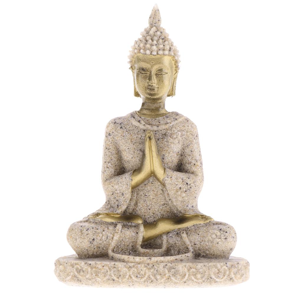 MagiDeal The Hue Sandstone Meditation Buddha Statue Sculpture Handmade Figurine Meditation Miniatures Ornament Statue Home D#3