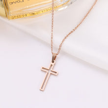 Load image into Gallery viewer, Gold And Rose Gold Color Cross Chain Necklace dainty Cross Religious Jewelry christian jesus chirst Necklace For Women custom handmade
