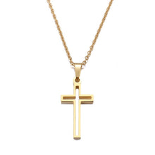 Load image into Gallery viewer, Gold And Rose Gold Color Cross Chain Necklace dainty Cross Religious Jewelry christian jesus chirst Necklace For Women custom handmade

