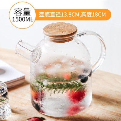 1L/1.5L Big Transparent Borosilicate Glass Teapot Heat-Resistant Large Clear Tea Pot Flower Tea Set Puer Kettle Office Home Tool